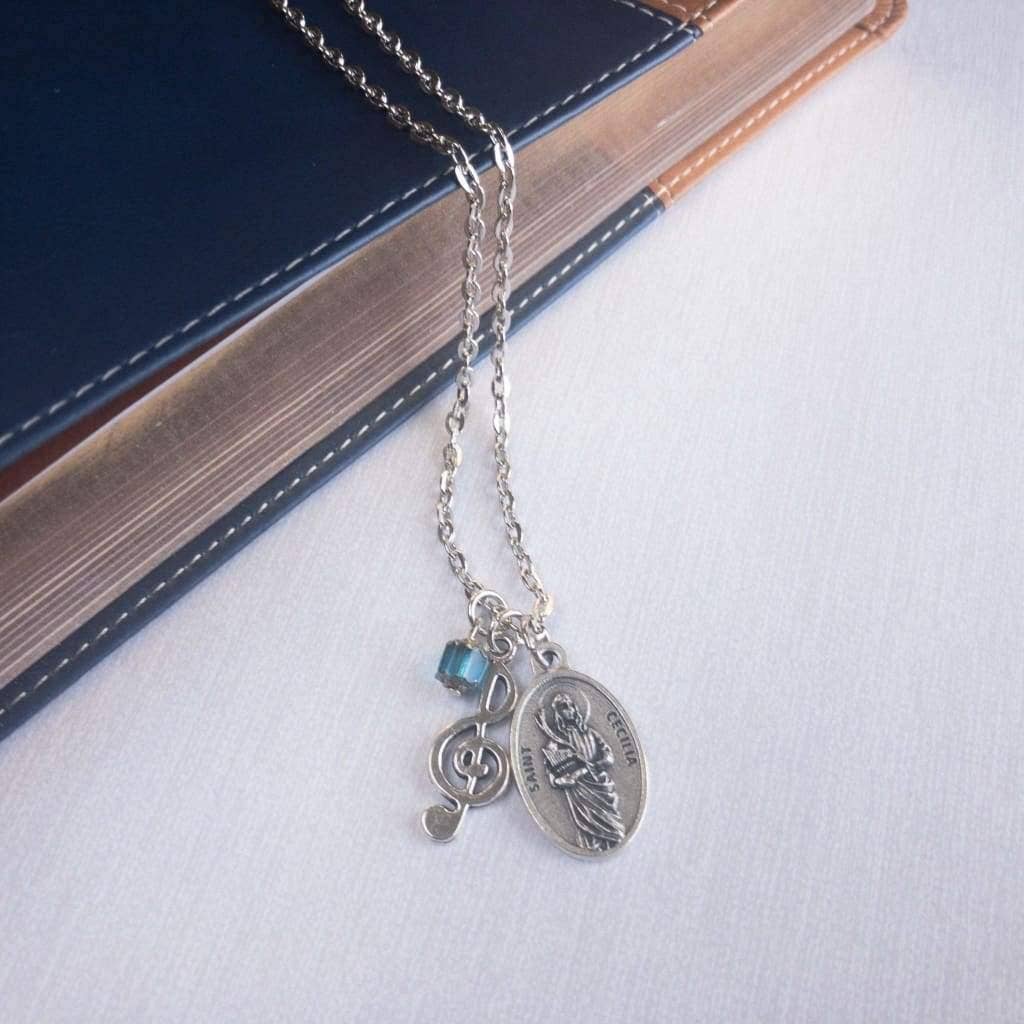 Sagely Sparrow – wholesale Pendant/charm necklace – St Cecilia and Music Note Necklace6