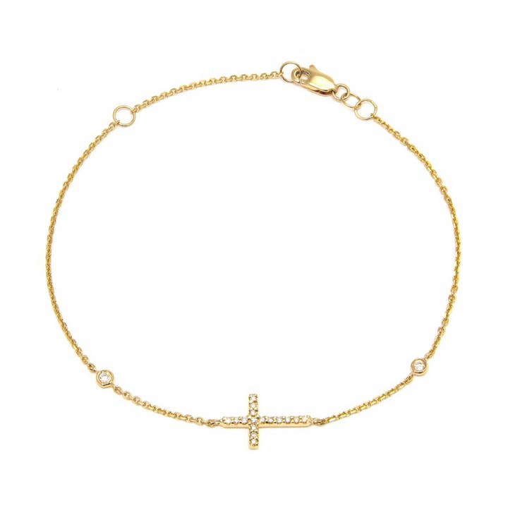 Micro Pave Diamond Cross Bracelet for wholesale by Jane Basch Jewelry Designs