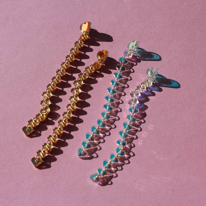 LUNA & SAYA - Vente Boucles d'oreilles pendantes - Boucles d'oreilles à bandoulière en forme de cœur | Boucles d'oreilles amusantes | Statement8