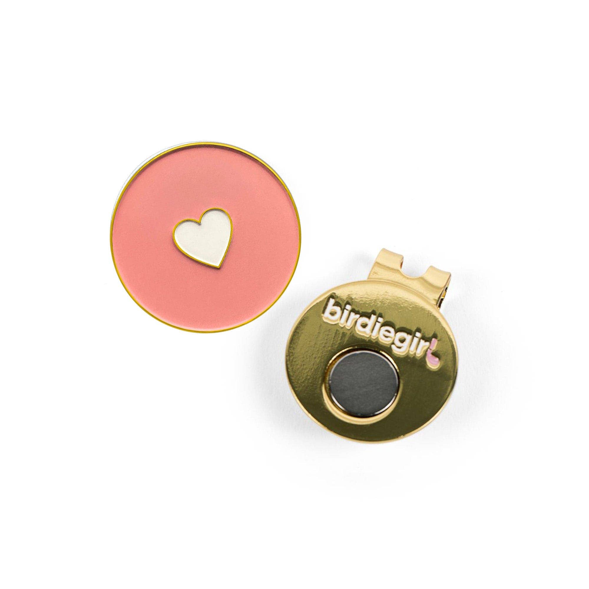 Gold Women's Golf Ball Marker Necklace with Heart Golf Ball Marker for wholesale on Faire3