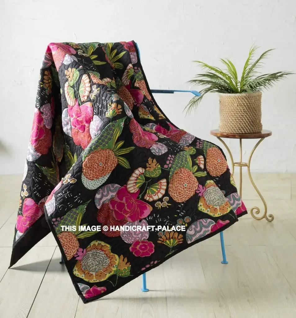 GYPSY STUDIO – wholesale Throw blanket – Soft Cotton Machine Quilted Throw Beautiful Floral Design 0