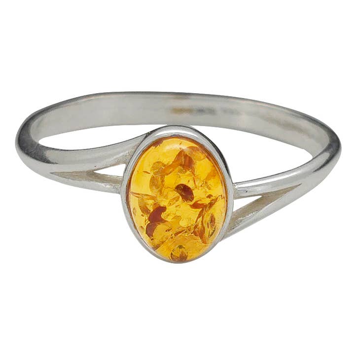 Amberman - Wholesale Single Stone/Solitaire Ring - Amber Sterling Silver Ring