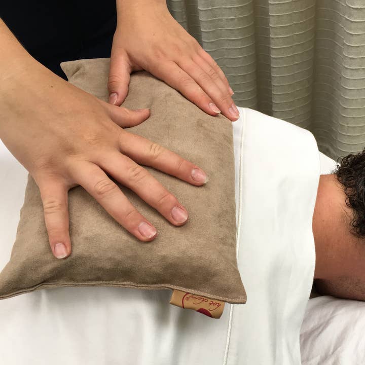 Hot Cherry Pillows - Wholesale Hot/Cold Compress - Large Rectangle Tan Ultra-suede in Pie Box 2