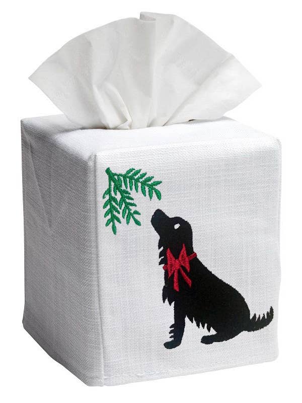 Funda para caja de pañuelos - Holiday Black Lab para venta al por mayor de Jacaranda Living