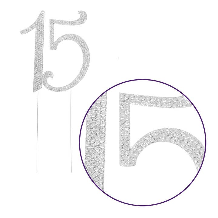 Ella Celebration - Wholesale Cake/cupcake topper - 15 Cake Topper - Silver3