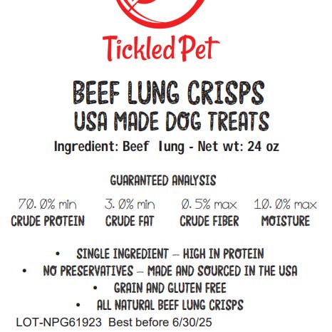 TickledPet - Wholesale Pet Treats - Dog - Natural USA Beef Lung Crisps (clear bag)2