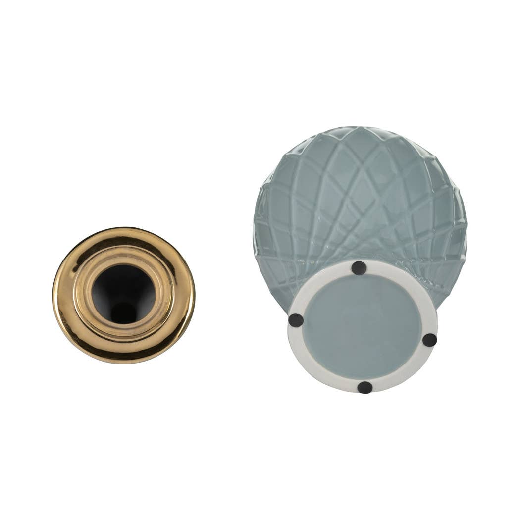 Sagebrook Home - Wholesale Decorative Jar - Ceramic Rope Temple Lidded Decorative Jar - Blue, 14 in.9