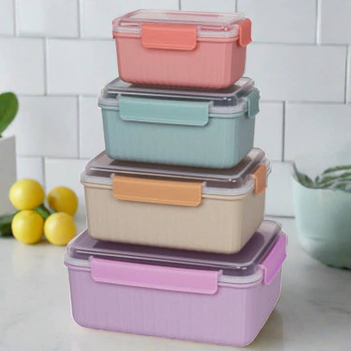 Lexi Home - Wholesale Food Storage Container - 8-Piece Ribbed Snap-Lock Plastic Food Storage Container Set1