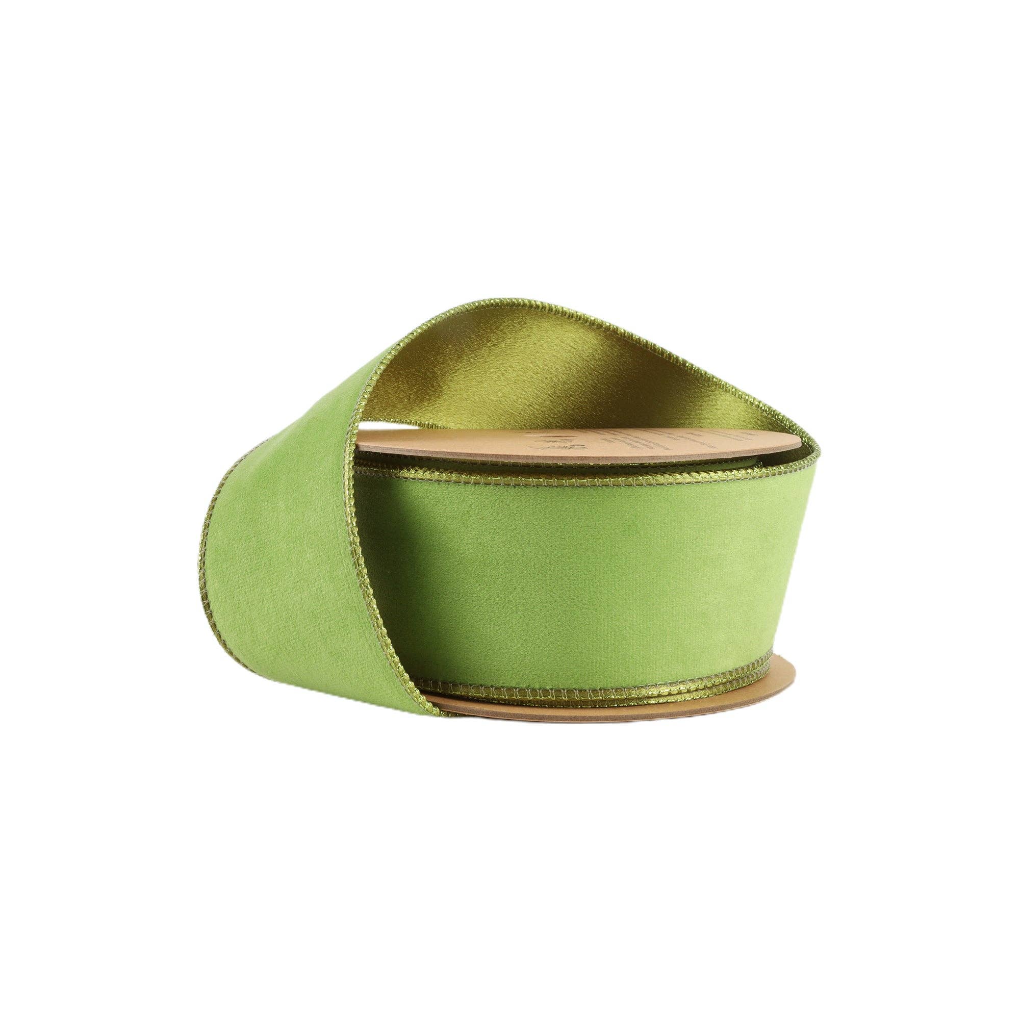 LA Ribbons Wholesale - Wholesale Ribbon - Gift Wrapping - 2 1/2" Reversible Classic Velvet Wired Ribbon | Lime/Shimmer Lime | 10 Yard Roll