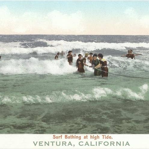 Art Print CA-904 Surf Bathing at High Tide, Ventura for wholesale by Found Image Press
