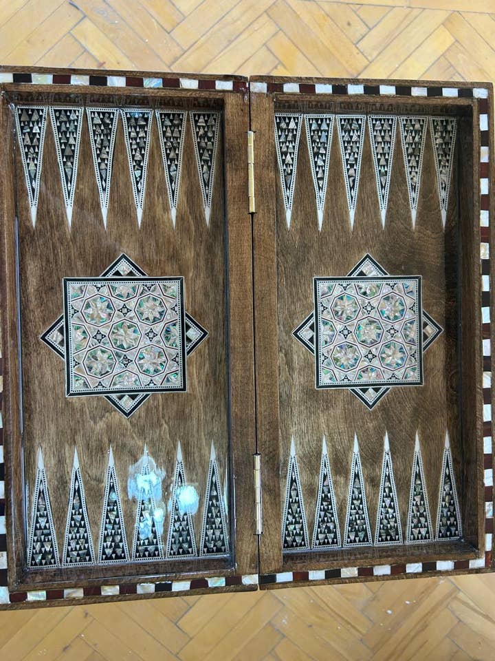 Handmade Deluxe Backgammon & Chess Beechwood inlaid real Natural Mother of Pearl for wholesale by AuraLine Inc.
