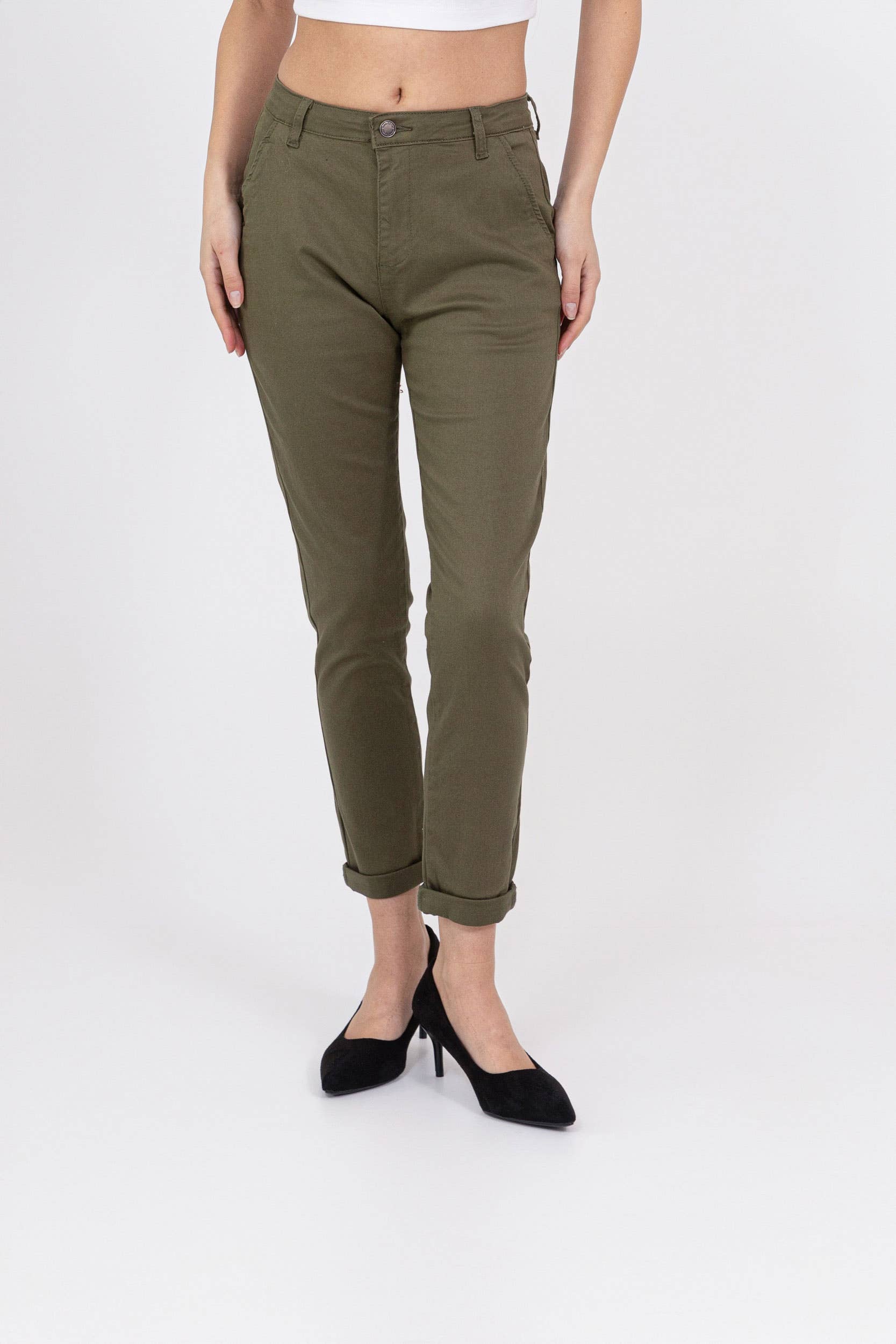 Nina Carter - Vente Pantalon – femme - Pantalon chino stretch taille haute confort Nina Carter J25033