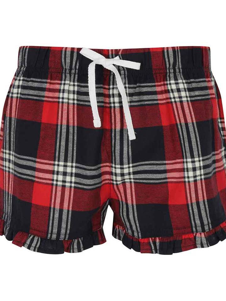 Pierre Francis - Wholesale Korte broeken - Dames - SF - Tartan shorts met ruches voor dames