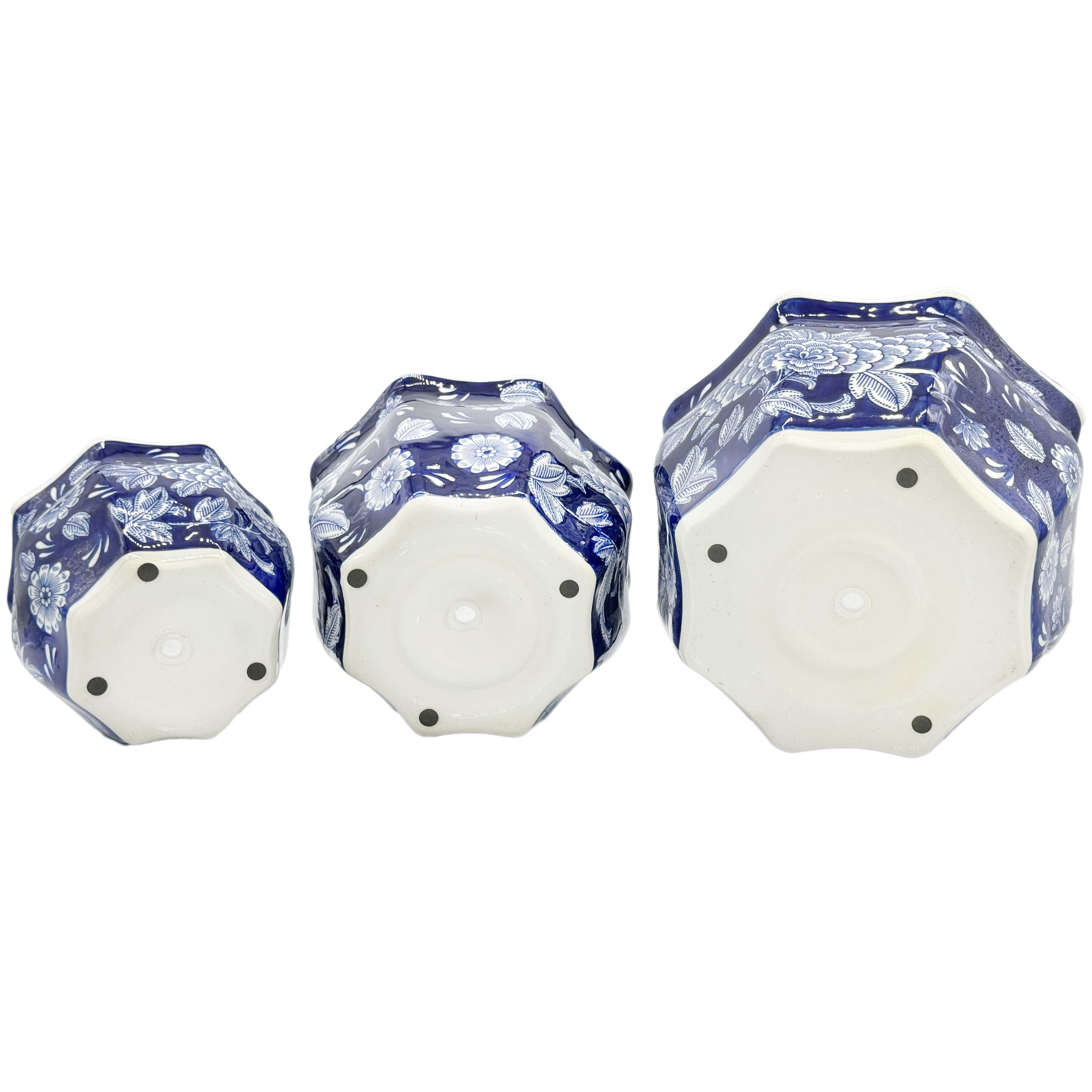 Galt International Company - Vendita all'ingrosso Vasi per piante - Set di 3 vasi per fioriere in ceramica Chinoiserie, 7,5"/10"/13"14
