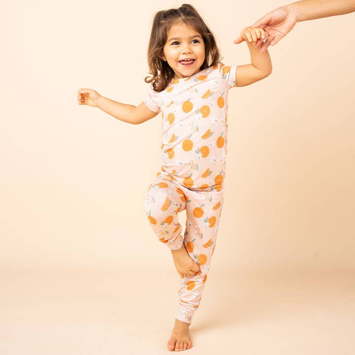 Emerson and Friends - Wholesale Sleepwear Set - Kids - Freshly Squeezed Oranges Bamboo Toddler Pajamas Sleepwear Set