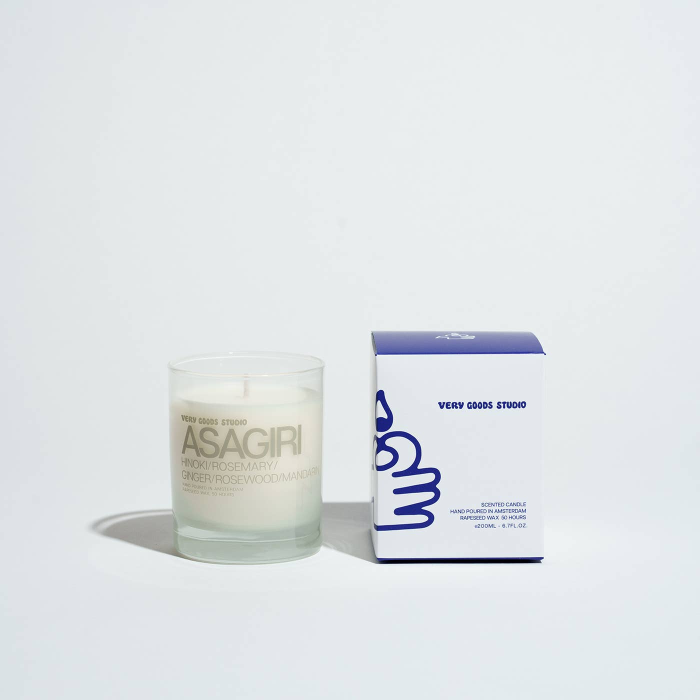 Very Goods Studio - Venta al por mayor Velas en tarros - Vela aromática ASAGIRI CLEAR GLASS 45 HOURS- 200 GR