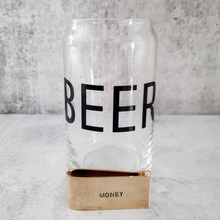 Salt and Sparkle - Wholesale Drinking Glass/Cup - BEER MONEY Glass and Money Clip Gift1