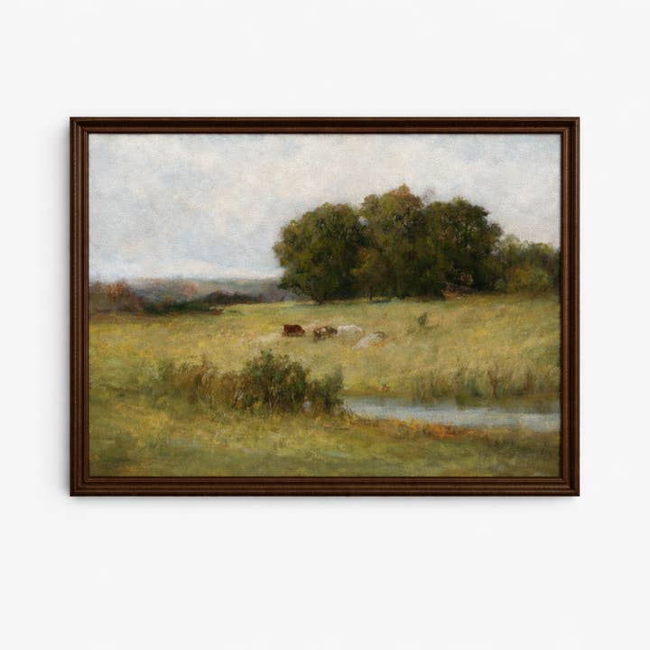 Cows Grazing Landscape Canvas Print for wholesale by Love Eleanor Canvas