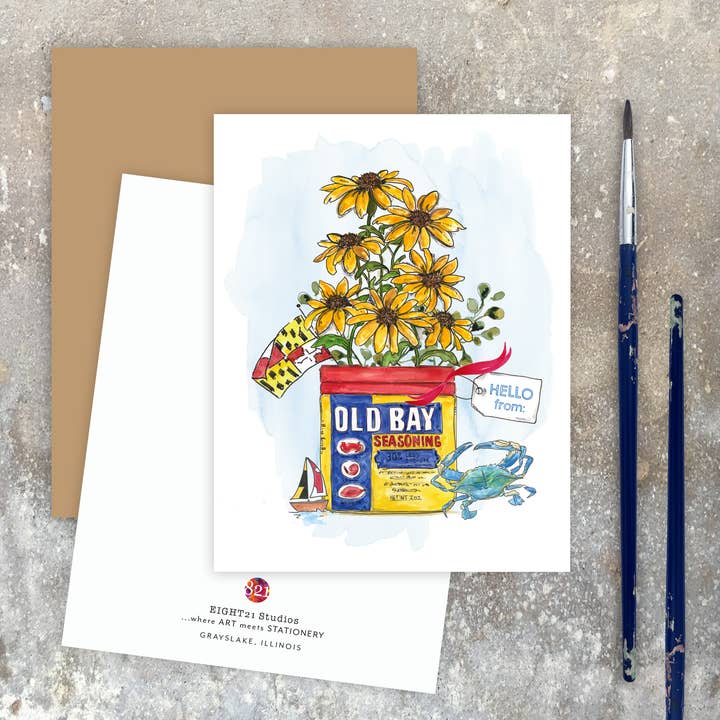 Eight21 Studios + Unique Greeting Cards, Art and Stationery - Wholesale Everyday Greeting Card - Coastal Gift Shop, Nautical Greeting Cards, Maryland Crab4