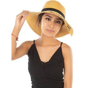 Funky Junque - Wholesale Straw Hat - Women's - Messy Bun Sun Hat - Hello Sunshine