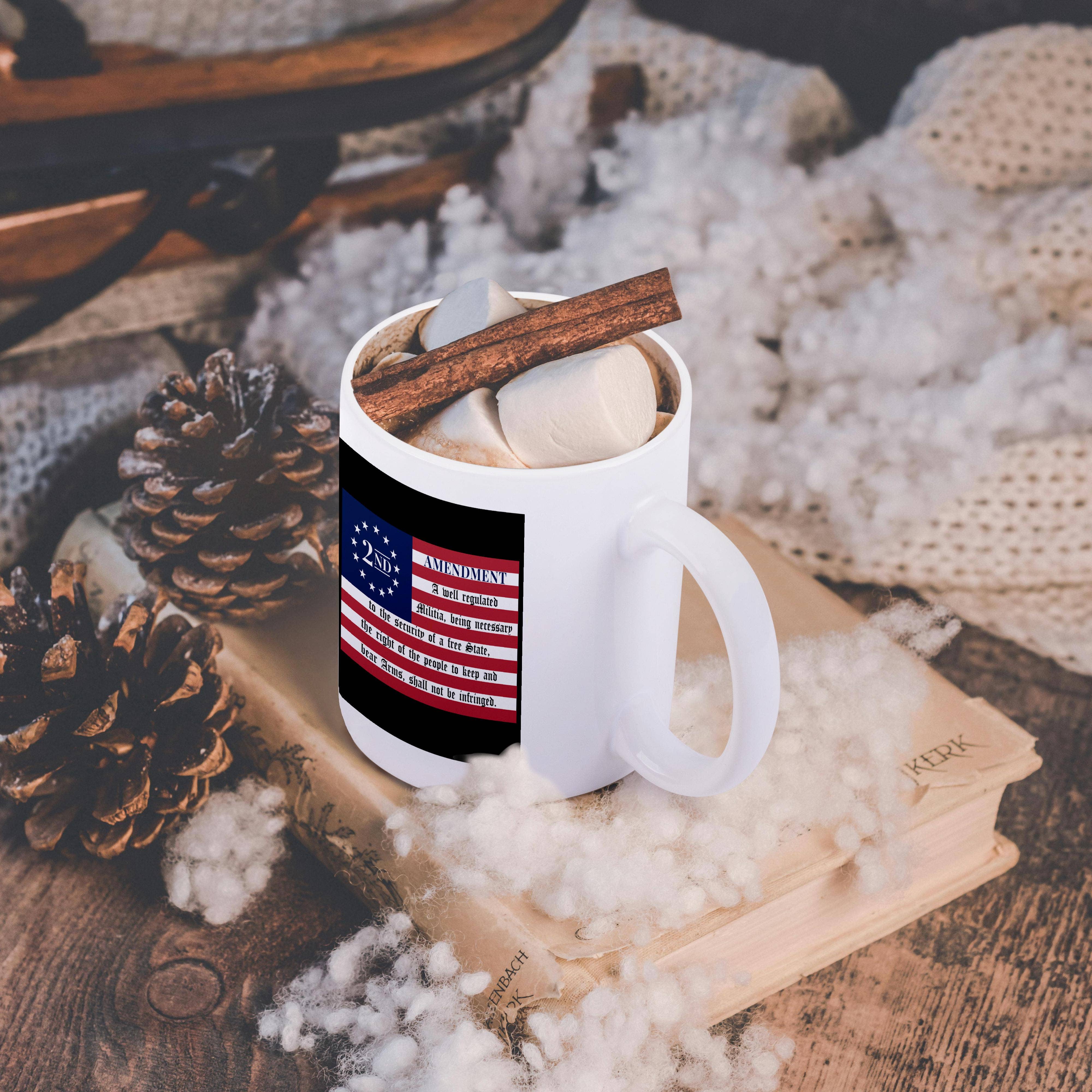 3dRose - Wholesale Coffee Mug - 3dRose, Colored Betsy Ross flag with 2nd Amendment on black background., Mug11