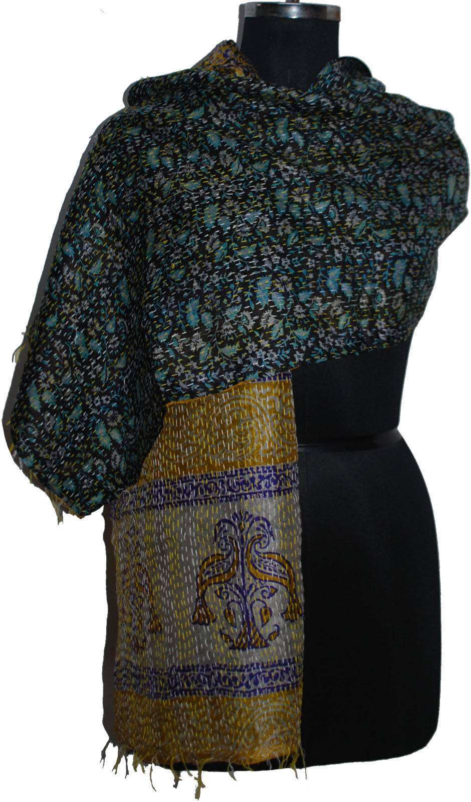 Wevez - Wholesale Scarf - Women's - Women Cover Up Vintage Reversible Kantha Scarf Wholesale Lot4