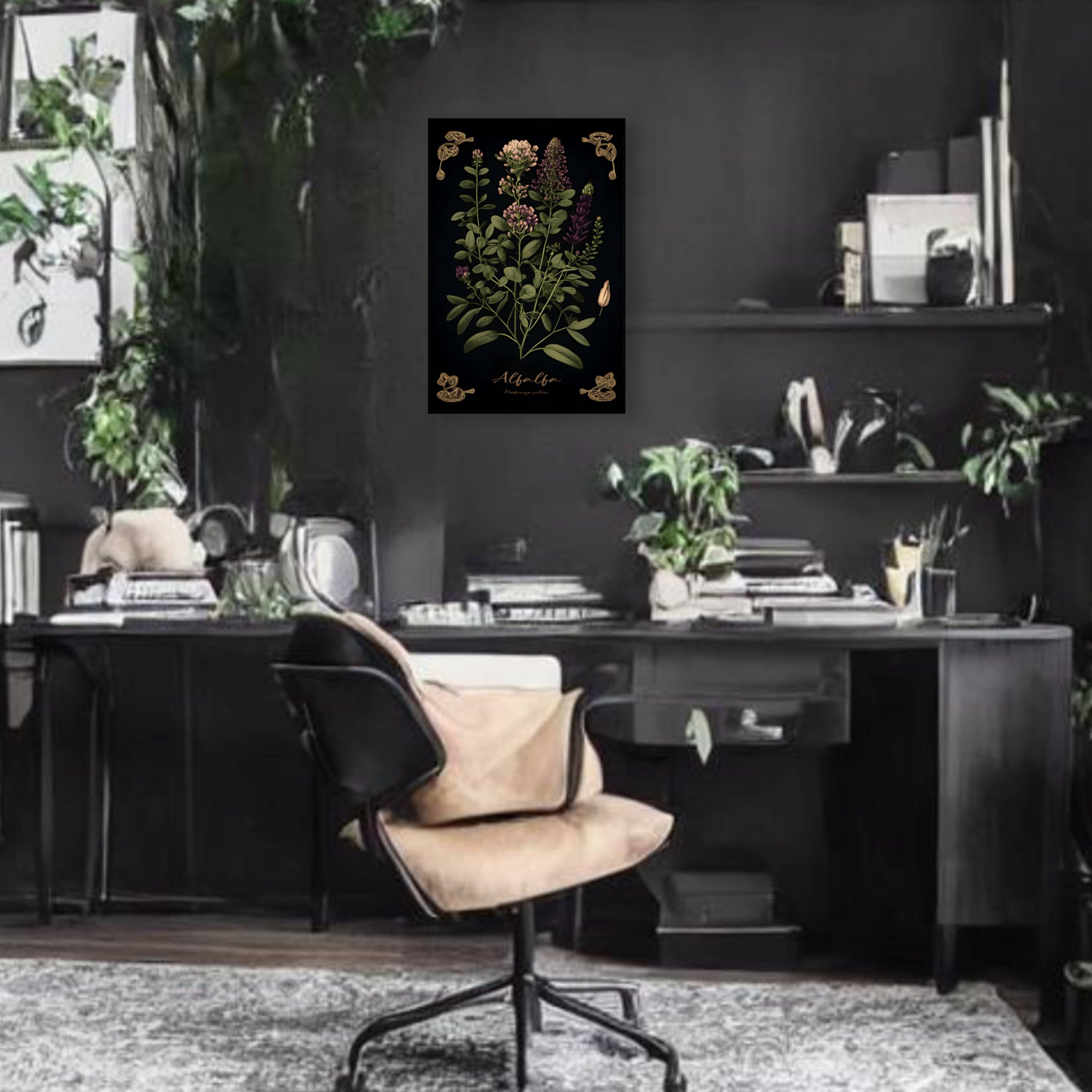 Print Pothecary - Wholesale Art Print - Dark Alfalfa Canvas Print - Herbal Art for Home or Office - Apothecary Decor0