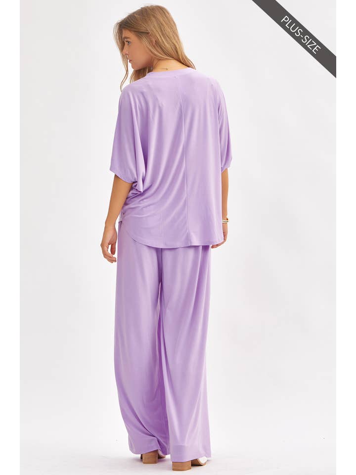 Dear Scarlett - Wholesale Top & Pant Set (NOT Loungewear) - Women's - PLUS SIZE Flowy Top + Wide Leg Set TRVSET-COASTAL