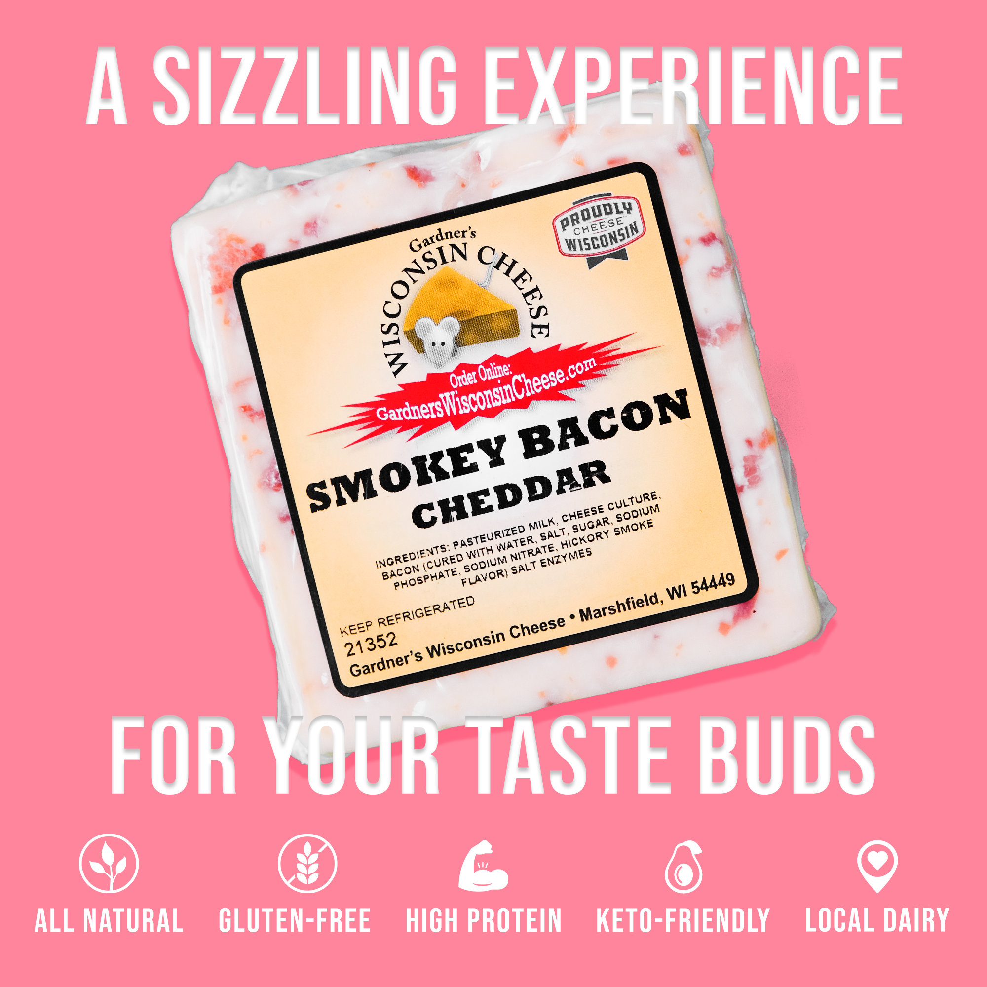 Gardner's Wisconsin Cheese and Sausage - Wholesale Cheese - Smokey Bacon Cheddar Cheese2