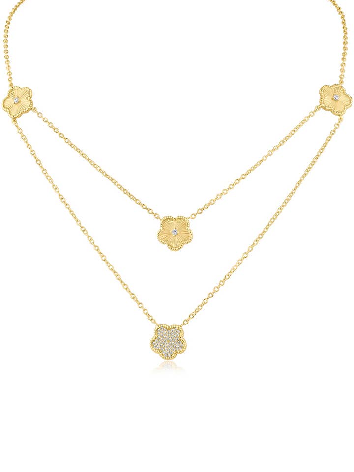 Doppelsträngige Kleeblatt-Halskette für den Großhandel von CZ by Kenneth Jay Lane