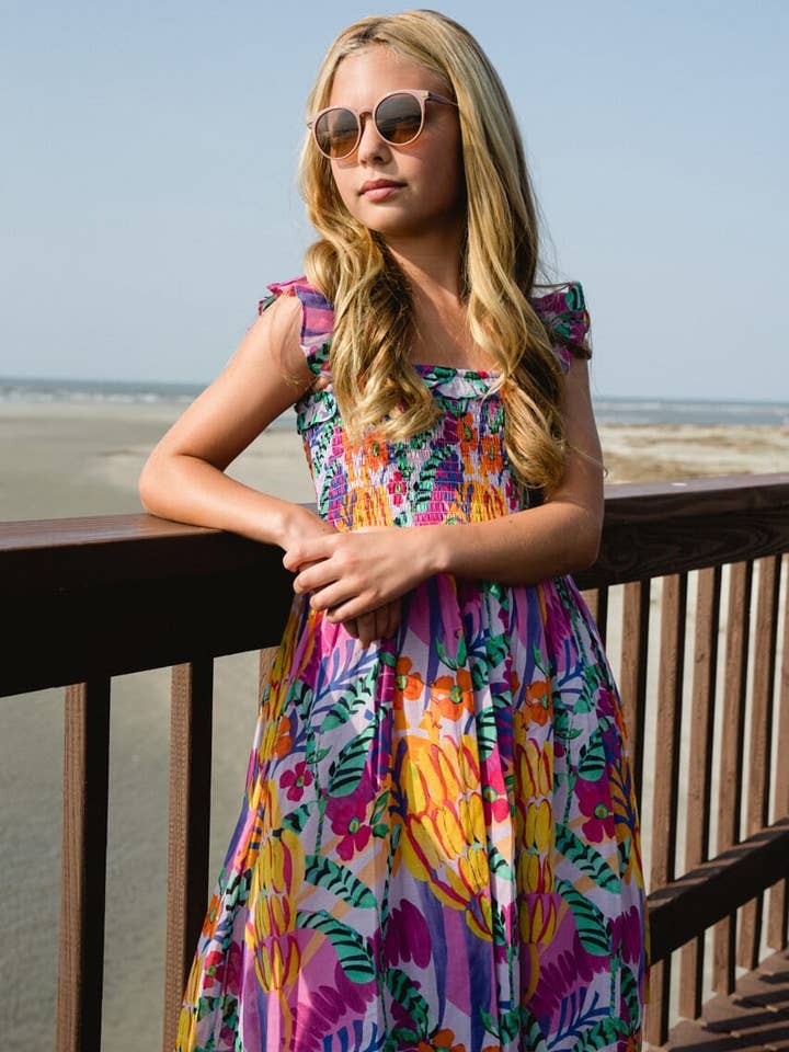 Girls Tillie Dress- Banana Cabana for wholesale by Briton Court