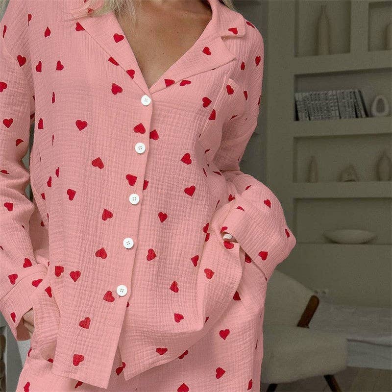 UZ Wholesale Store - Wholesale Nightgown - Women's - Long Heart Print Long Sleeve Open Front Nightgown10
