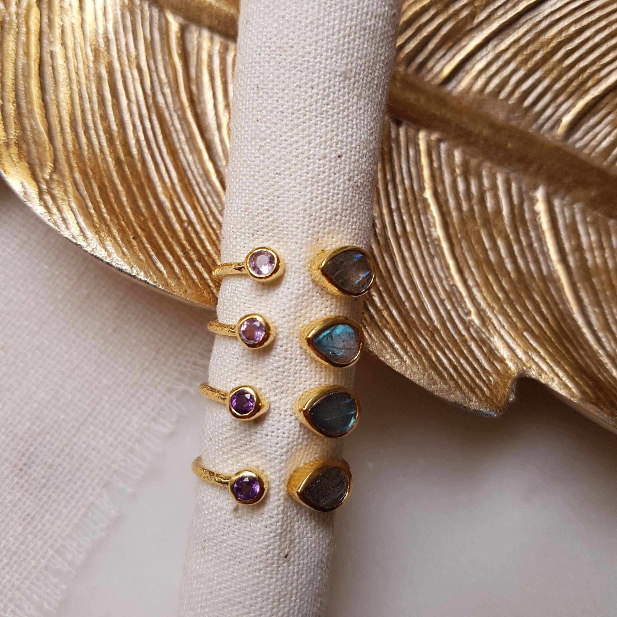 GINANDGER – Engroshandel Solitairering – RING JUSTERBAR PAULA Ametyst / labra eller Månesten / Labra3