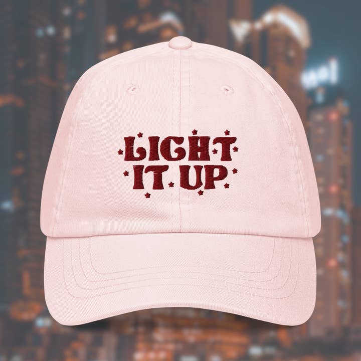 Light It Up Crescent City Officially Licensed Pastel Pink Dad Hat for wholesale by CrescentCatCo