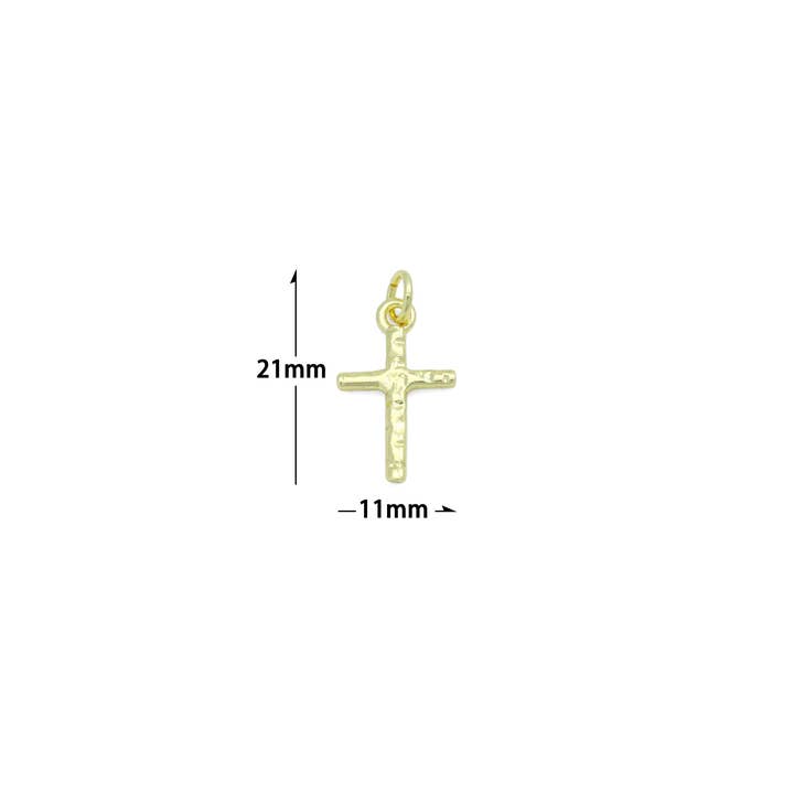 BestBeads&Beyond - Wholesale Individual Charm/Pendant - Hammered Gold Cross Charm Pendant,Sku#LX857