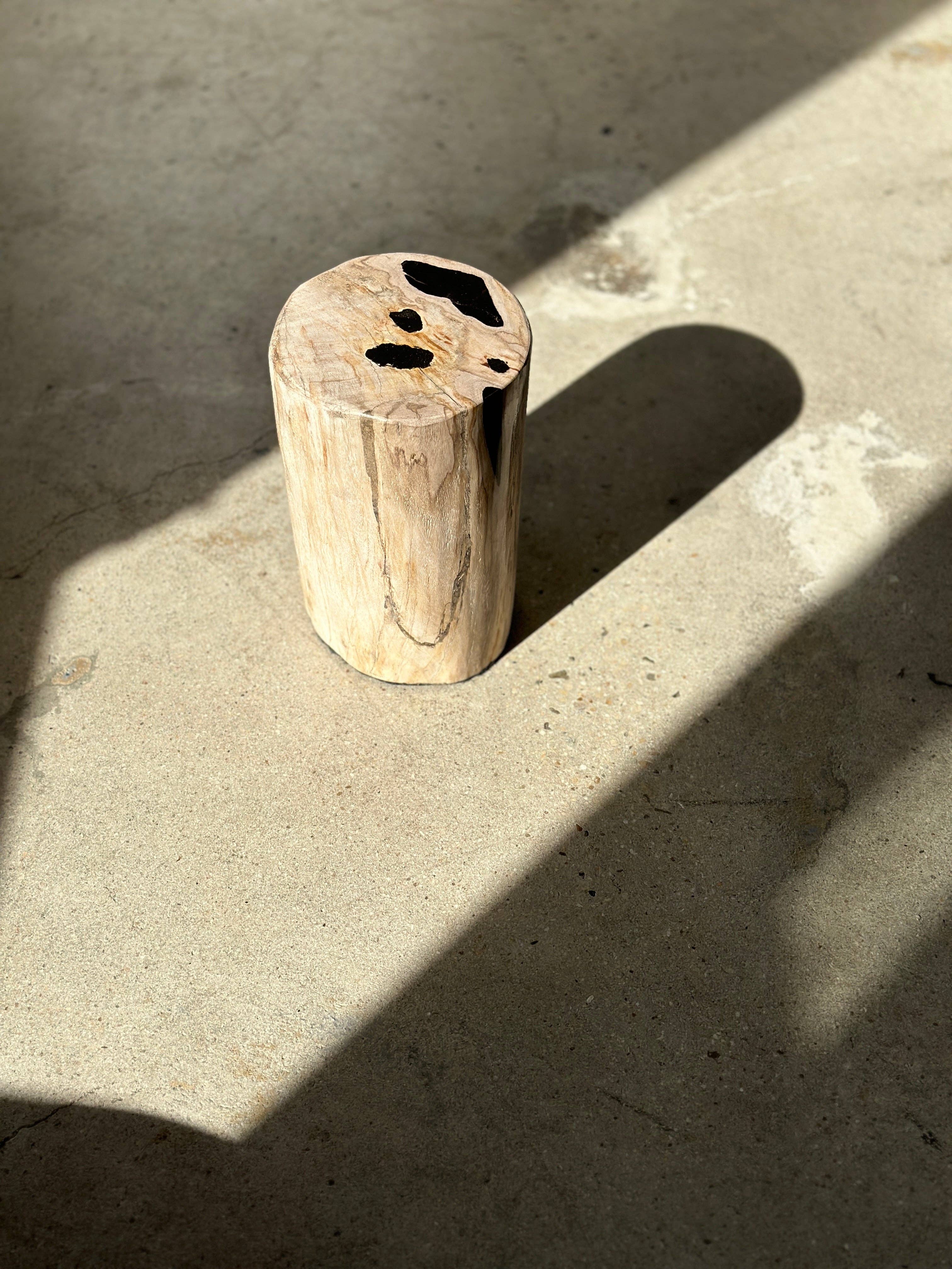 Office Objets - Wholesale Side Table - White petrified wood side table with black spots H:27.5 D:1848