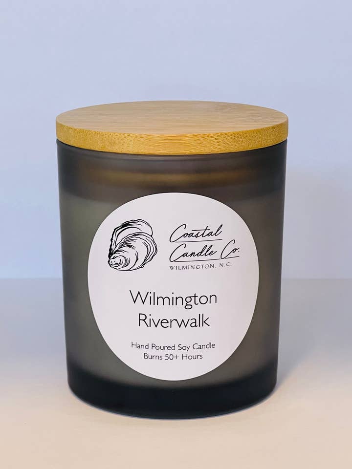 Leather | Frosted Grey Vessel Soy Candle for wholesale by Coastal Candle Co.