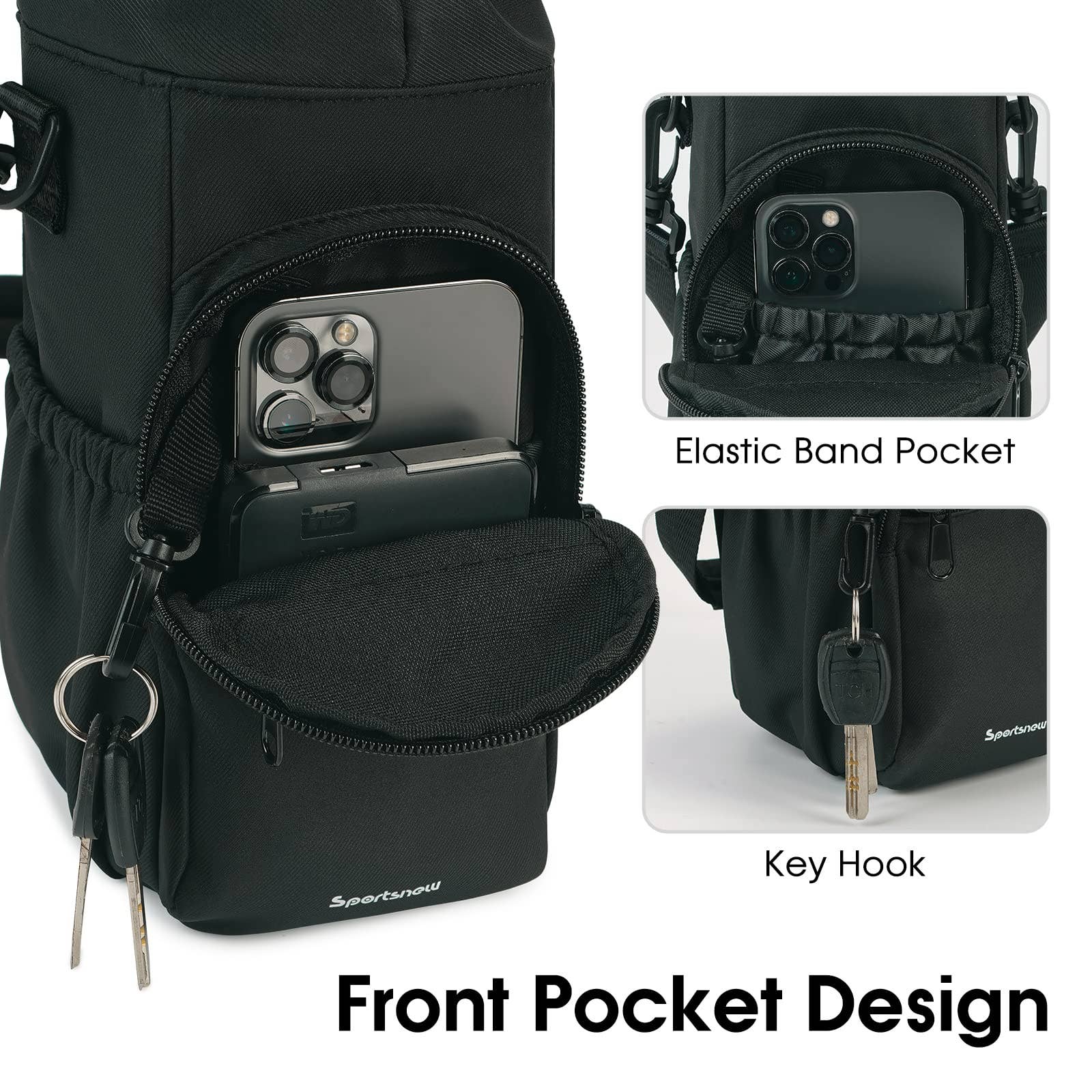 wandf - Wholesale Bottle Rack/Holder - Insulated Water Bottle Holder with Strap and Phone Pocket1