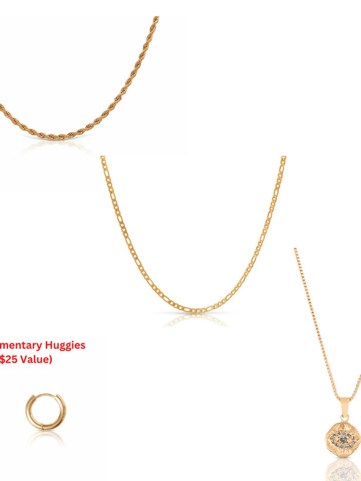 Halsbandset med Onda Ögat, Guldpläterat Rostfritt Stål, 3 Kedjor för wholesale av House of Jewels Miami