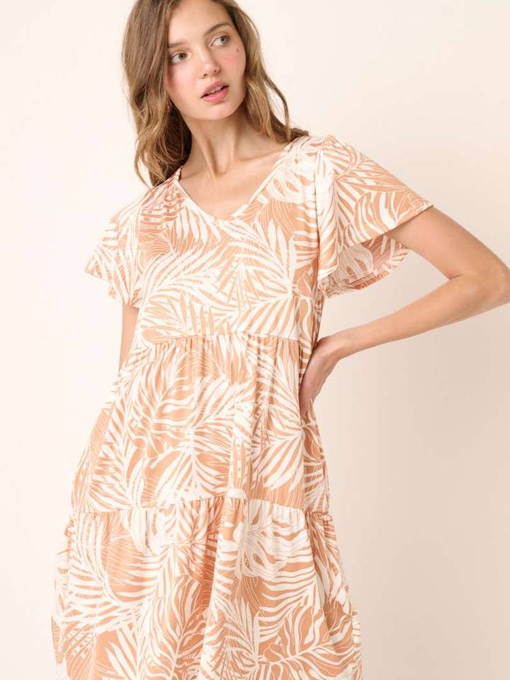 D1907-ABITO CORTO CON VOLANT CON STAMPA TROPICALE per la vendita all'ingrosso da parte di mittoshop