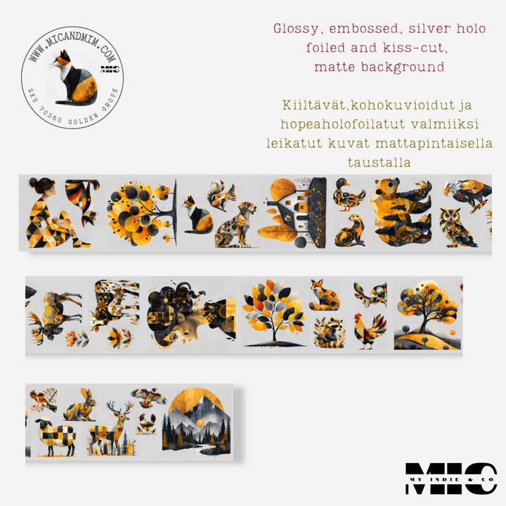 MIC & MIM Premium Paper Shop - Wholesale Tape - MIC | PET Tape (3D Silver Foiled & Kiss-cut): Golden Grove6