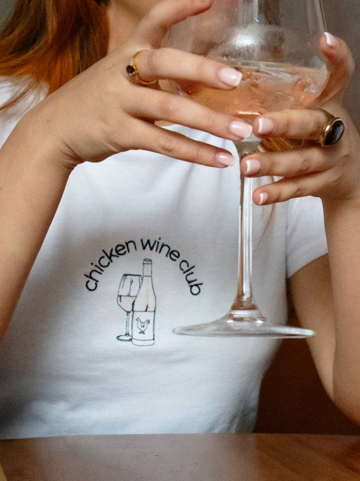 Chicken Wine T-shirt (Regular/Unisex) for wholesale by Peachy Threads
