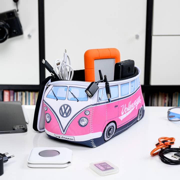VW Collection by BRISA - Wholesale Toiletry Bag - Women's - VW Bus Travel Office Outdoor Toiletry Bag Case – Pink(L)4