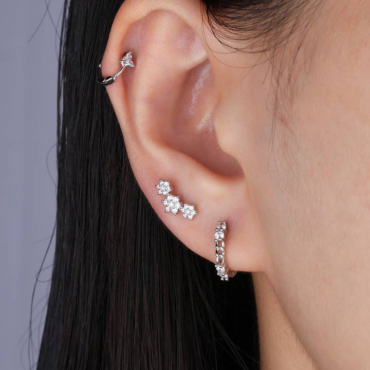 oumo jewelry - Wholesale Huggie Earrings - Chain-Shaped Gemstone Hoop7