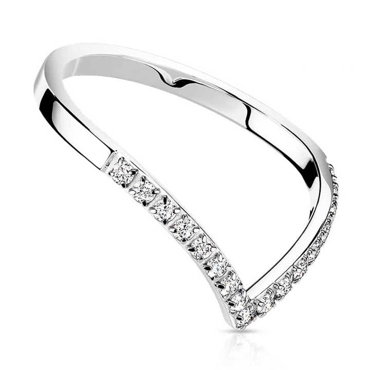 Bague V Scintillant en acier for wholesale by Mathieu Blanchard