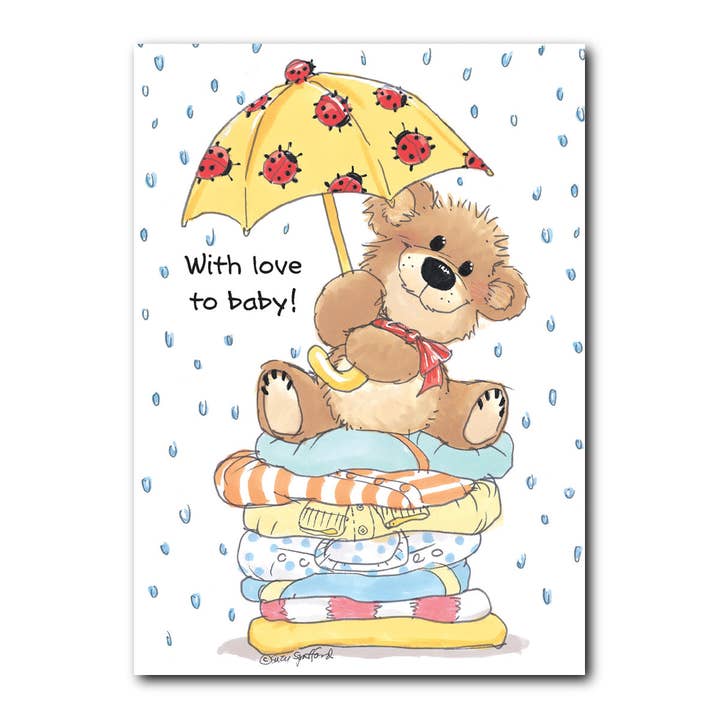 Carte de félicitations pour bébé Little Bear pour la vente par Suzy's Zoo Store