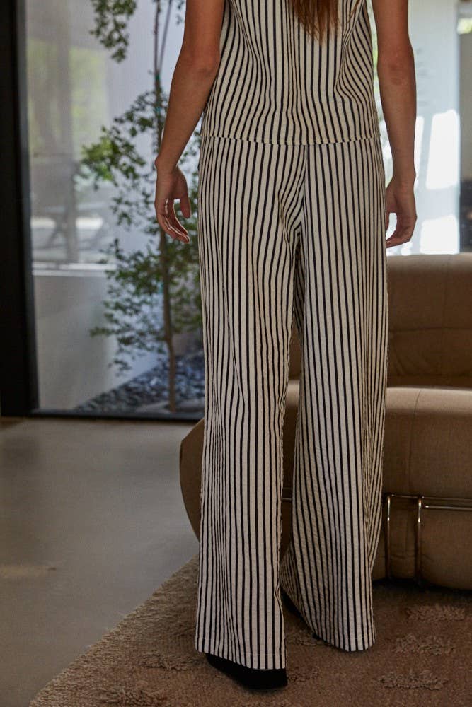 Ivory Denim L8156 | Woven Polyester Cotton Viscose Striped Pants for wholesale on Faire2