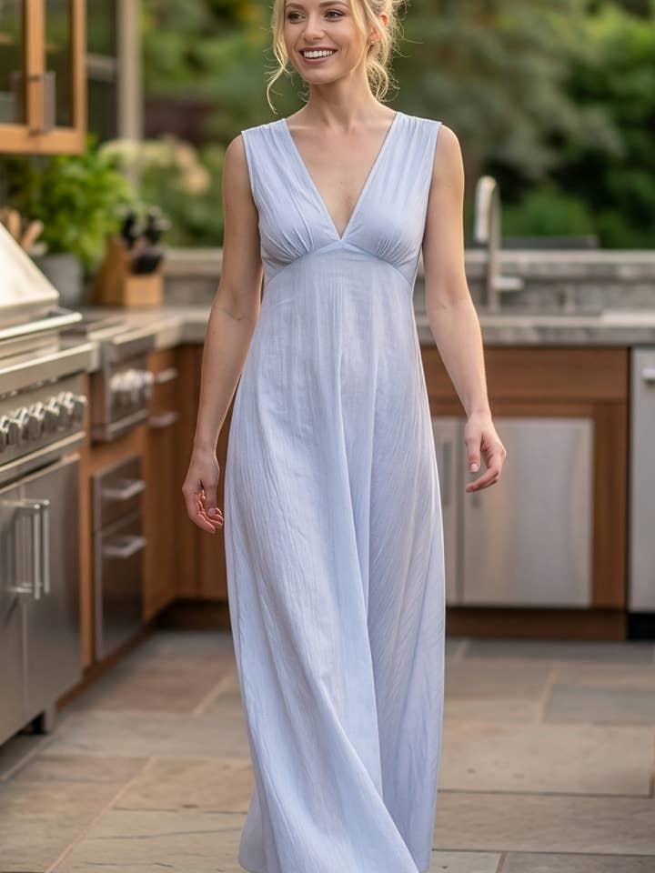 Camicia da notte estiva Amelia - Cotone Sussurro Blu per la vendita all'ingrosso da parte di Everyday Ritual