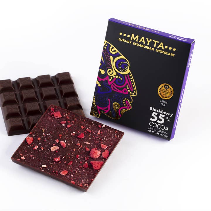 Mayta Gourmet 55% Dark Chocolate Blackberry for wholesale by Mayta Gourmet Ecuadorian Chocolate & Coffee