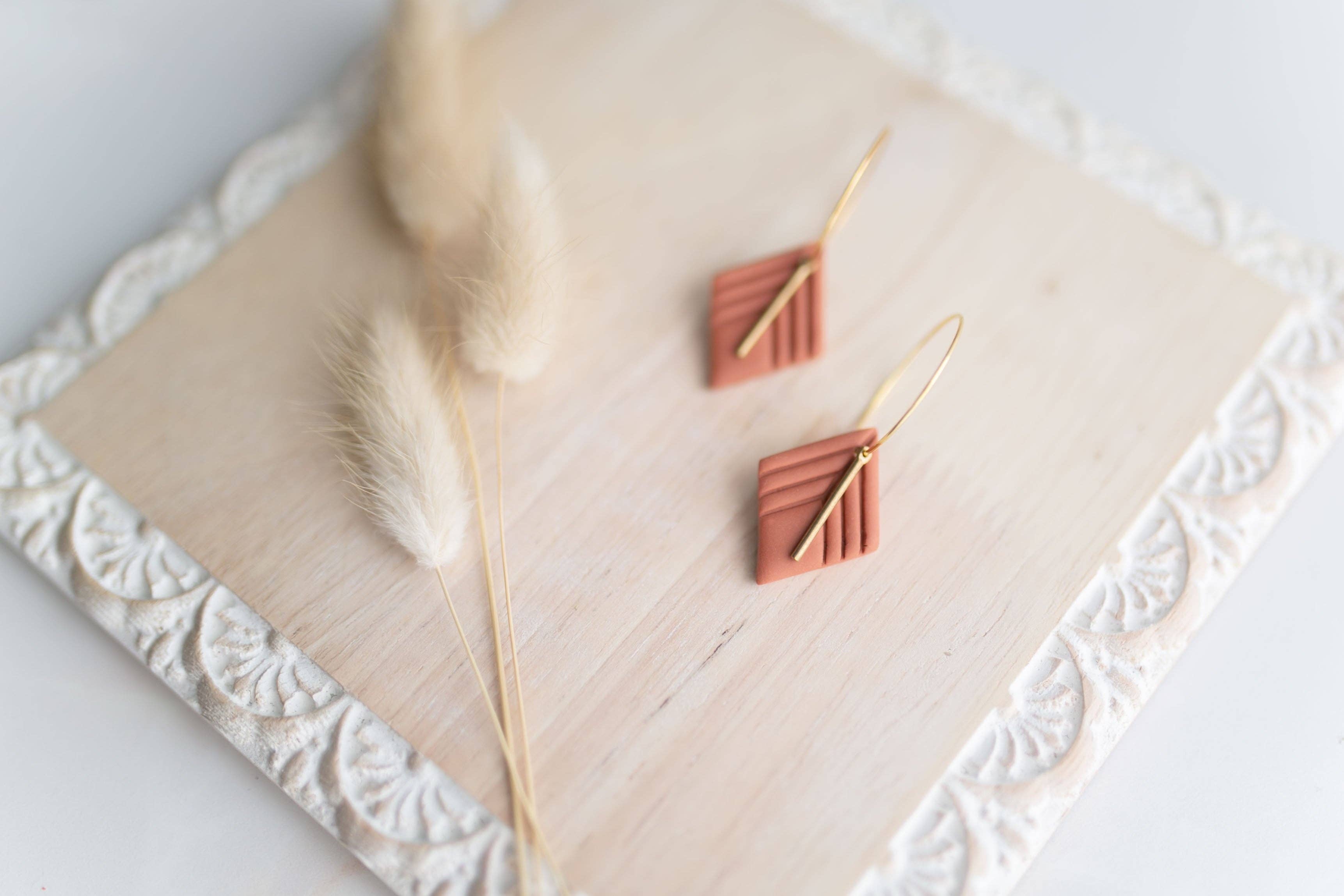 Hazel n Blue - Wholesale Dangle Earrings - Clay earring | tera-cotta small diamond | Southwest Collection1